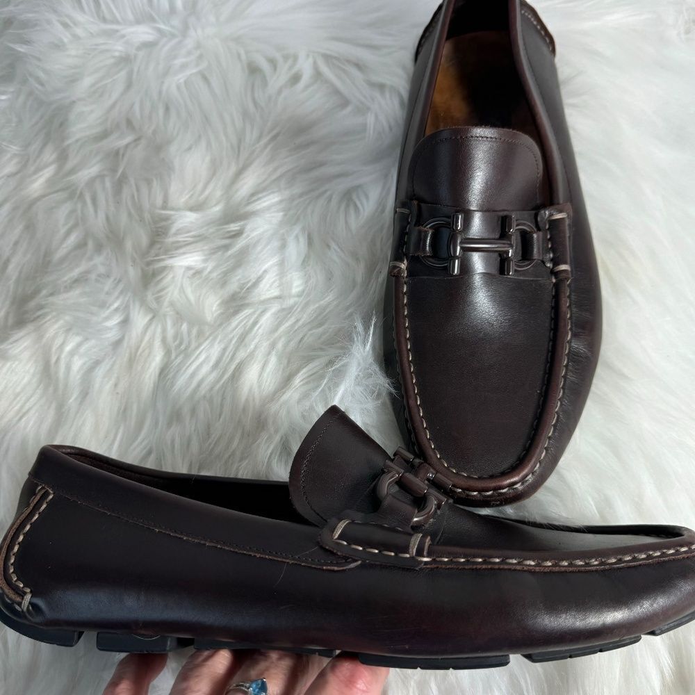 Salvatore Ferragamo Parigi Brown Bit Driving Loafers Sz 9‎ 2E